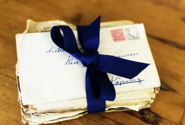 Letters tied up with ribbon