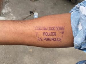 Jammu police stamp on forehead of lock down violators amid CORONA SCARE
