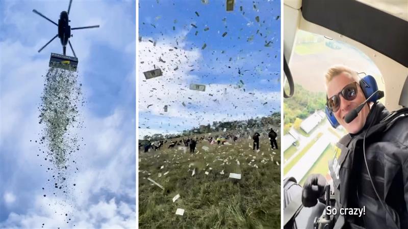 ‚Money Rain‘: Sledujte, jak čeští influenceři vyhodí 1 milion dolarů z vrtulníku;  Lidé z toho šílí