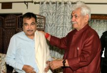 Union Minister Nitin Gadkari Arrives In Srinagar; LG Manoj Sinha Extends Warm Welcome