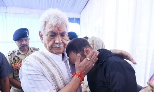 LG Meets Family of Martyred Policeman Ashiq Hussain Qureshi, Assures Full Support
