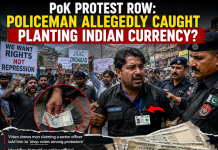 Pak Policeman Allegedly Caught Planting Indian Currency During PoJK Protest, Video Goes Viral