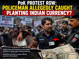 Pak Policeman Allegedly Caught Planting Indian Currency During PoJK Protest, Video Goes Viral